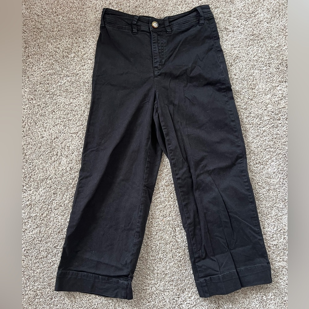 Marine Layer 4P Bridget Slim Wide Leg Crop in Faded Black